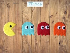 Chenille Pacman Set of 4 Patches